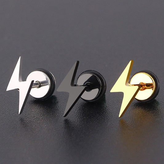 Titanium Earrings Lightning Stud Earrings-Jewearrings