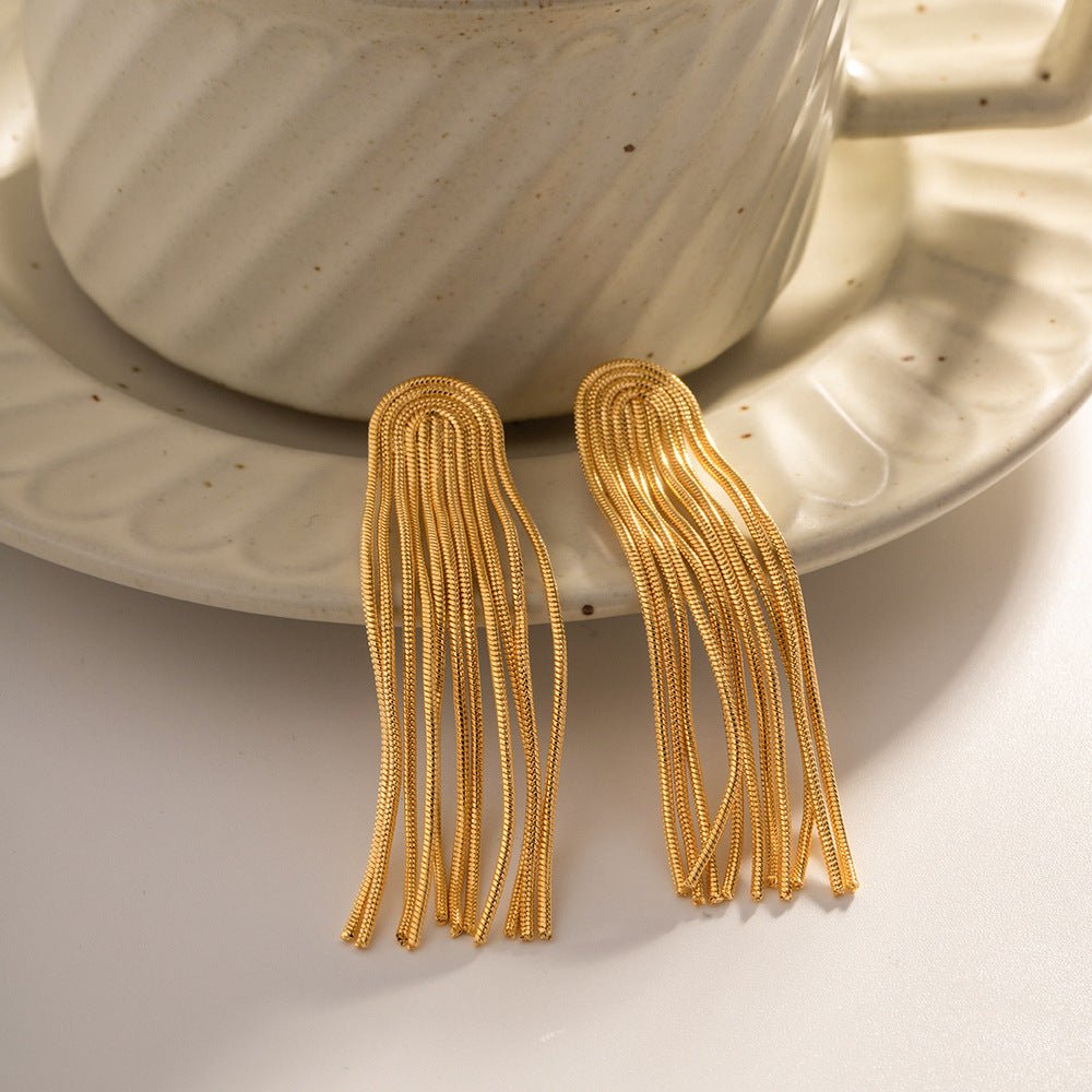 Titanium Earrings Long Tassel Fashion-Jewearrings