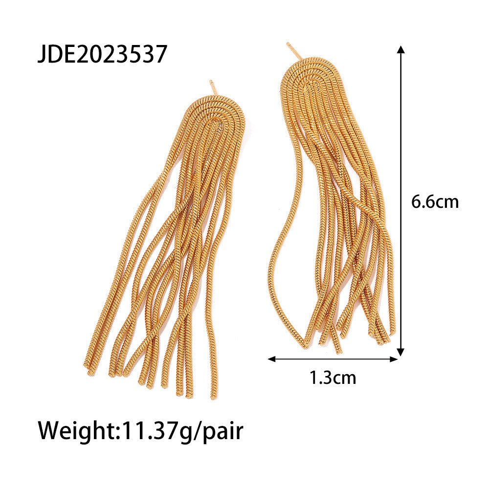 Titanium Earrings Long Tassel Fashion-Jewearrings