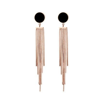 Titanium Earrings Long Tassel Stud Earrings-Jewearrings