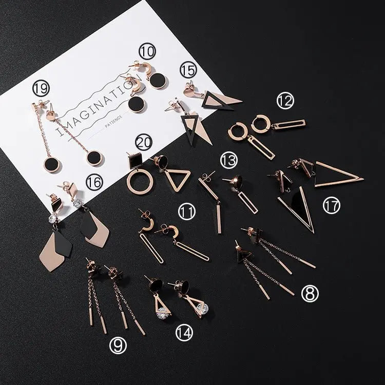 Titanium Earrings Long Tassel Triangle-Jewearrings