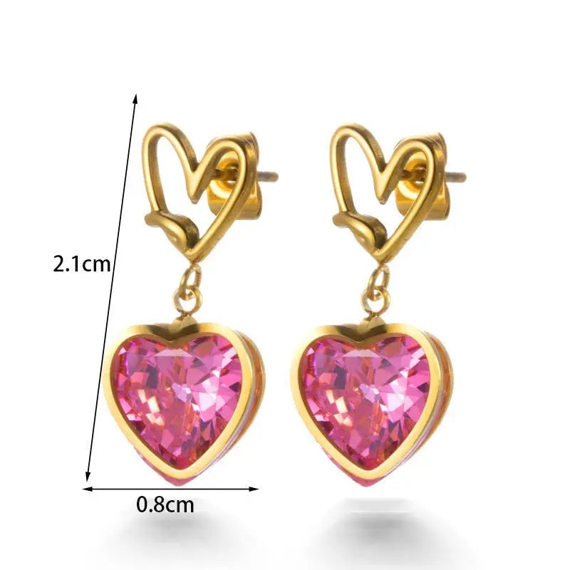 Titanium Earrings: Love Pendant Flower Gas Earrings-Jewearrings