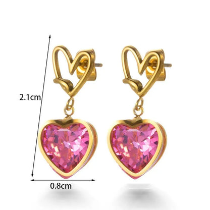 Titanium Earrings: Love Pendant Flower Gas Earrings-Jewearrings