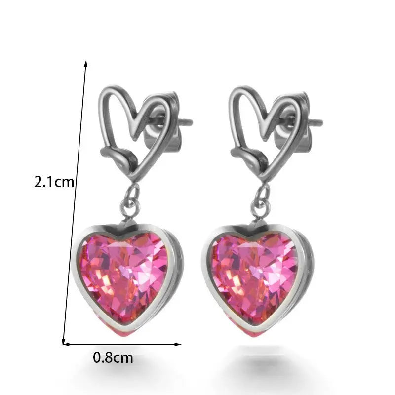 Titanium Earrings: Love Pendant Flower Gas Earrings-Jewearrings