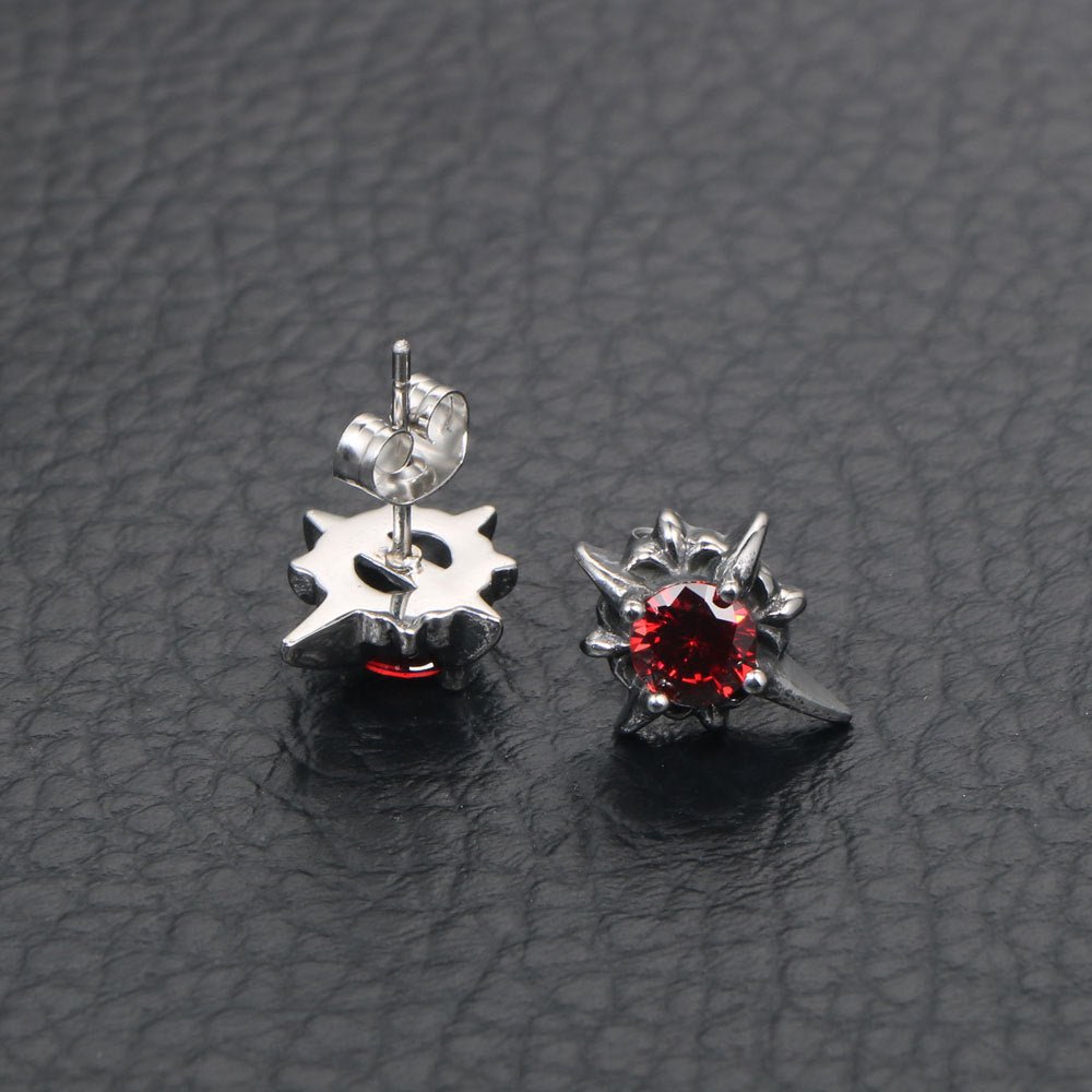 Titanium Earrings Men's Punk Rhinestone Studs-Jewearrings