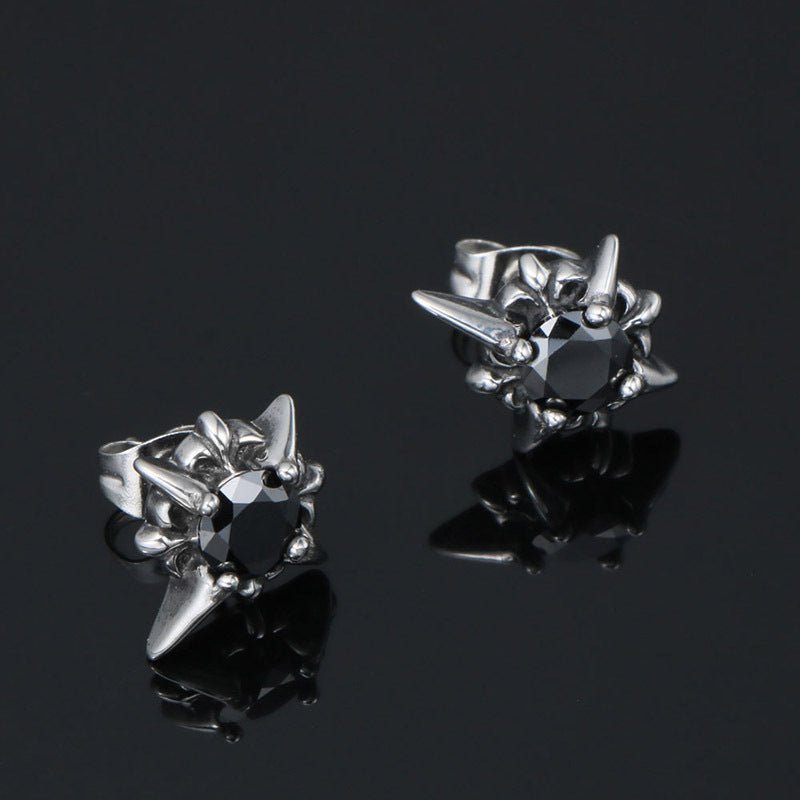 Titanium Earrings Men's Punk Rhinestone Studs-Jewearrings