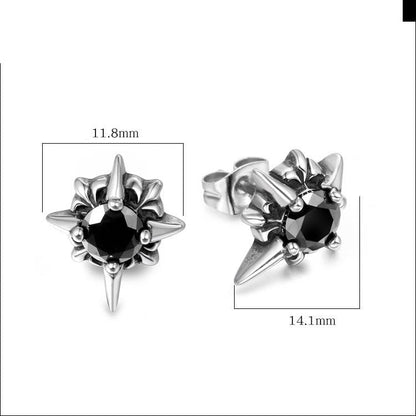 Titanium Earrings Men's Punk Rhinestone Studs-Jewearrings