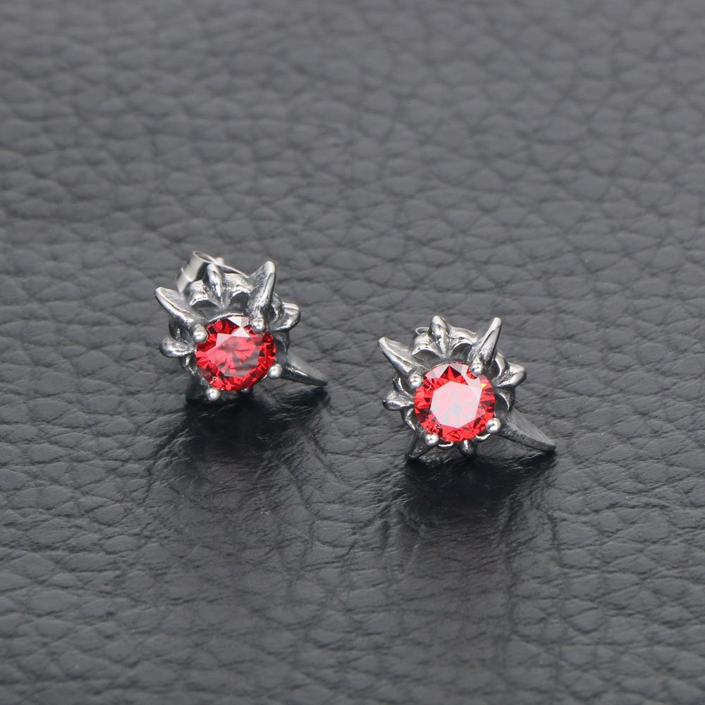 Titanium Earrings Men's Punk Rhinestone Studs-Jewearrings