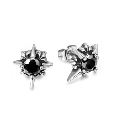 Titanium Earrings Men's Punk Rhinestone Studs-Jewearrings