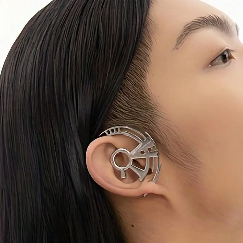 Titanium Earrings: Metal Gear Ear Studs-Jewearrings