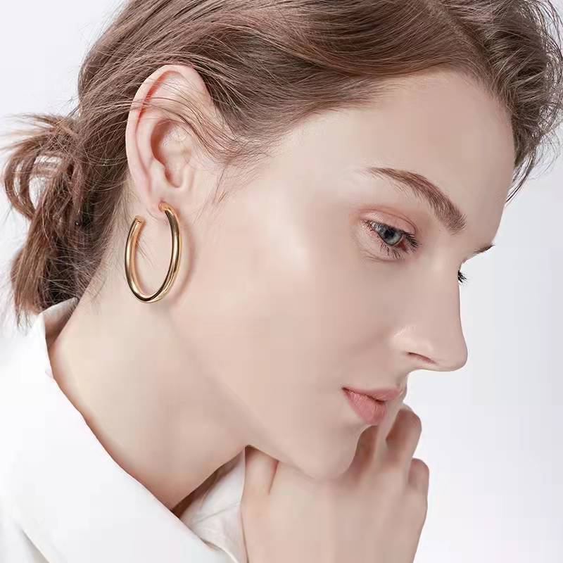 Titanium Earrings Metal Sensitive C Ring Earrings-Jewearrings