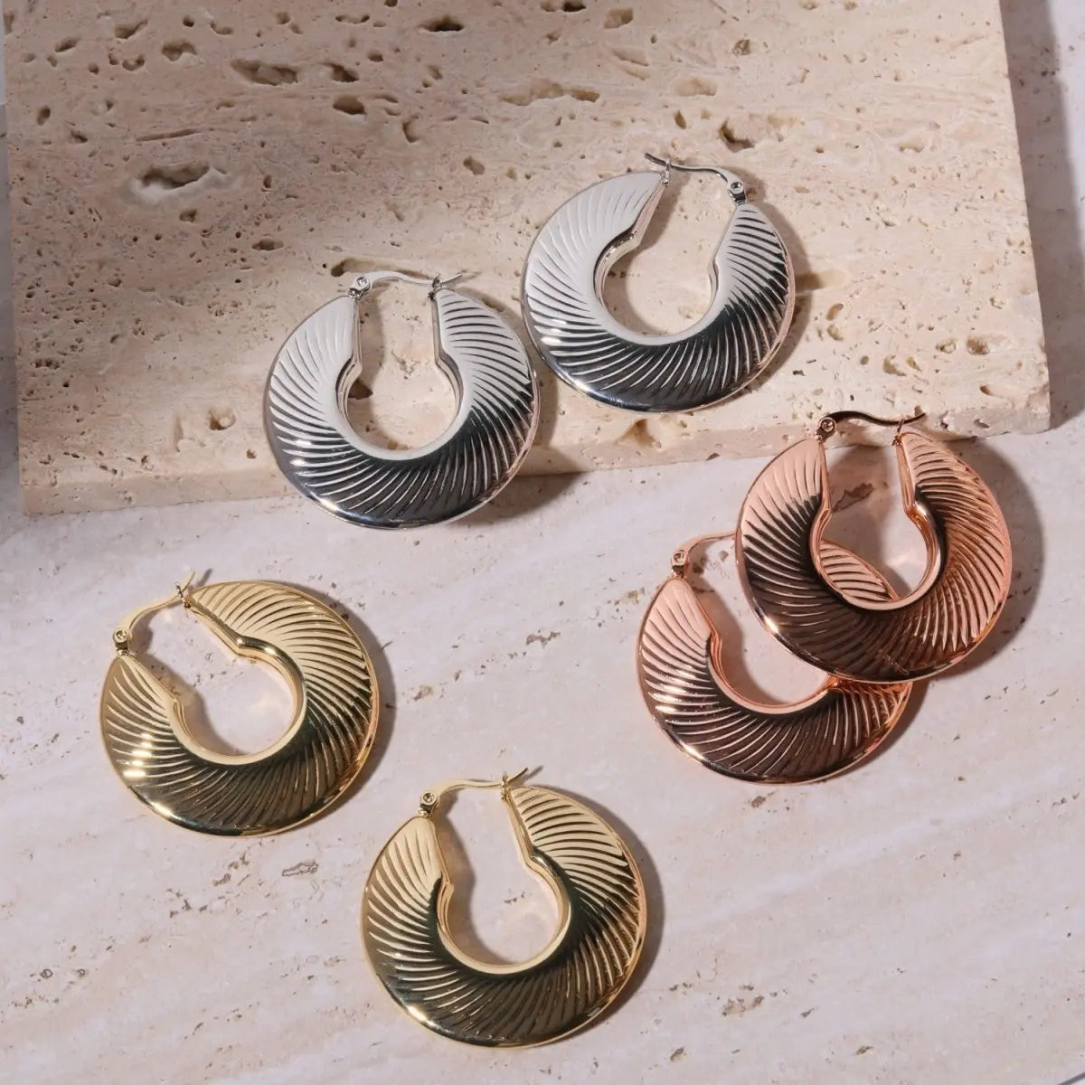 Titanium Earrings Mirror Geometry Hollow-Jewearrings