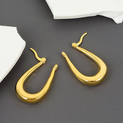 Titanium Earrings Moon Curved Simple Temptation-Jewearrings