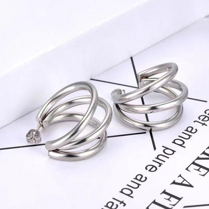 Titanium Earrings - Multi-layer Design-Jewearrings