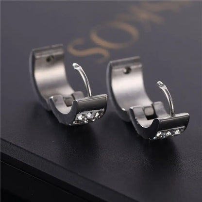 Titanium Earrings Multi-row Rhinestone-Jewearrings