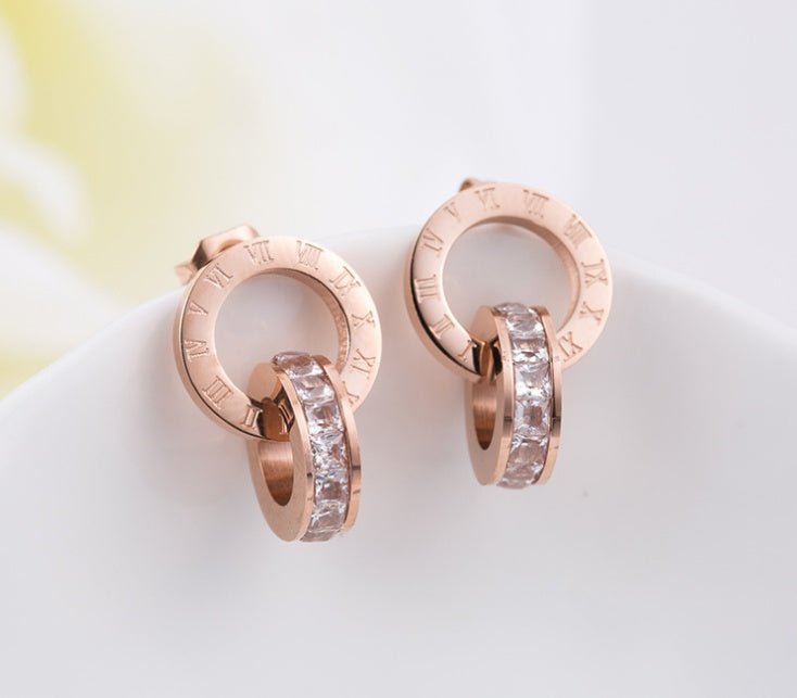 Titanium Earrings New Rose Gold Earrings-Jewearrings