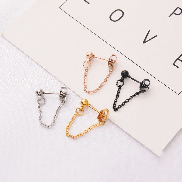 Titanium Earrings One-Piece Chain-Jewearrings