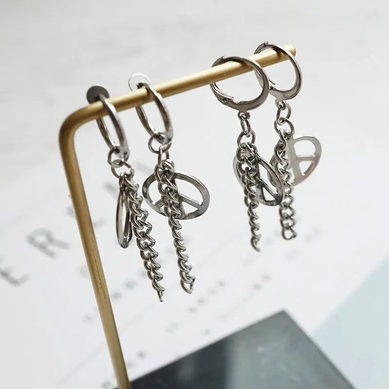 Titanium Earrings Peace Sign-Jewearrings