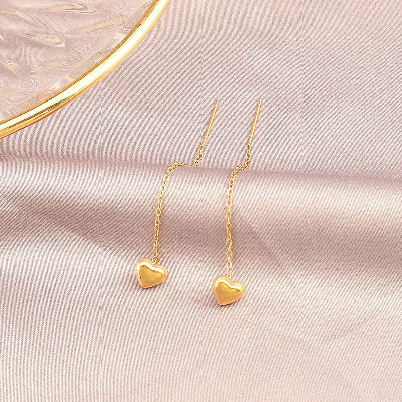 Titanium Earrings - Peach Heart Ear Line-Jewearrings