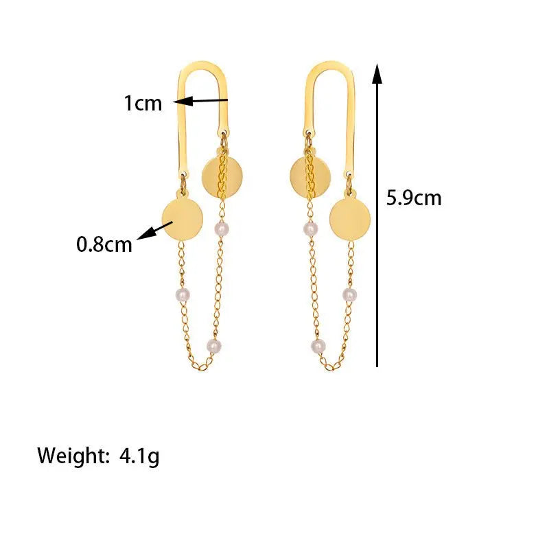 Titanium Earrings Pearl Tassel Light Luxury-Jewearrings