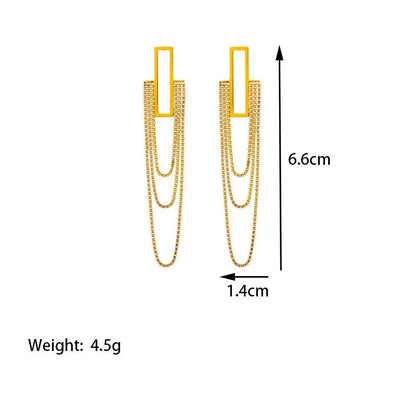 Titanium Earrings Pearl Tassel Light Luxury-Jewearrings