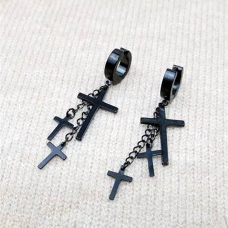 Titanium Earrings Personality Cross-Jewearrings