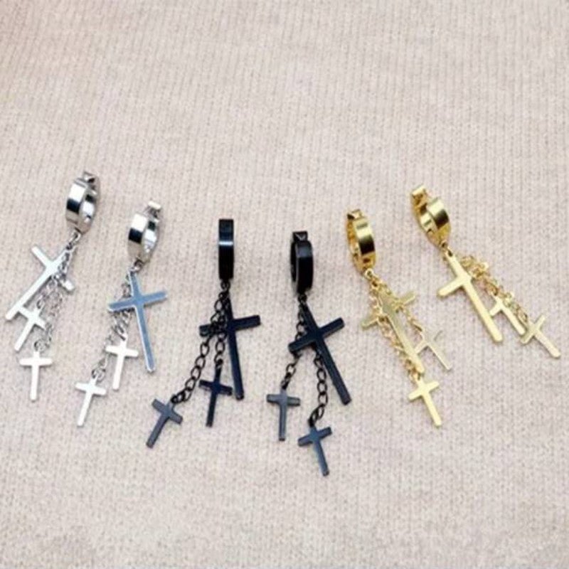 Titanium Earrings Personality Cross-Jewearrings