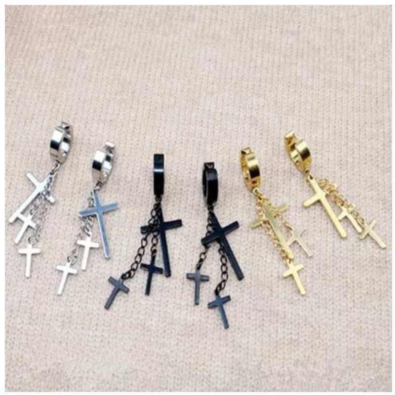 Titanium Earrings Personality Cross-Jewearrings