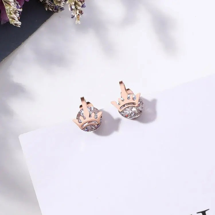 Titanium Earrings Petite Zircon Studs-Jewearrings