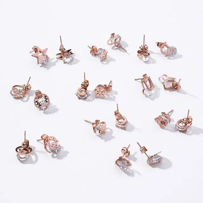 Titanium Earrings Petite Zircon Studs-Jewearrings