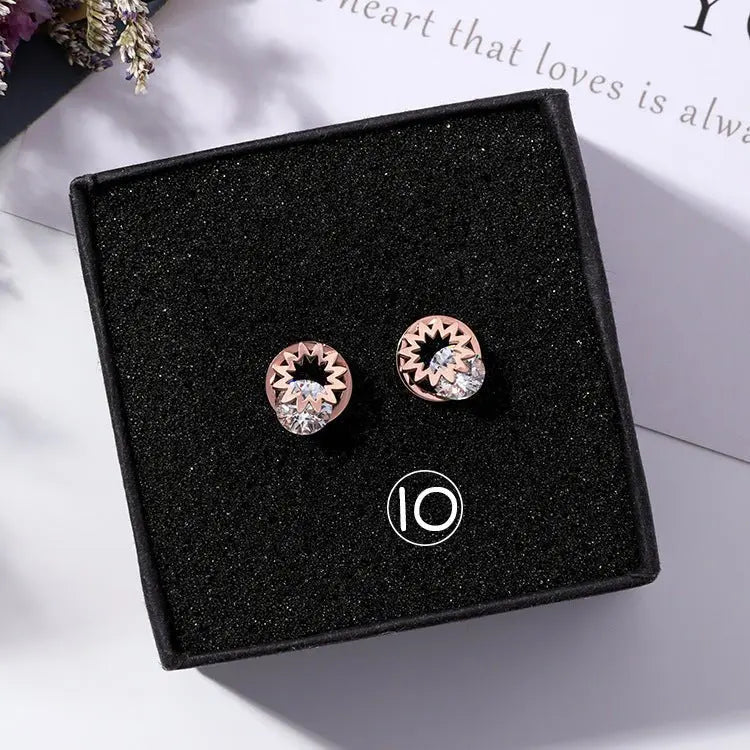 Titanium Earrings Petite Zircon Studs-Jewearrings