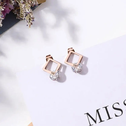 Titanium Earrings Petite Zircon Studs-Jewearrings