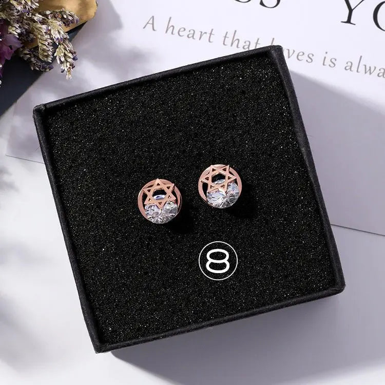 Titanium Earrings Petite Zircon Studs-Jewearrings