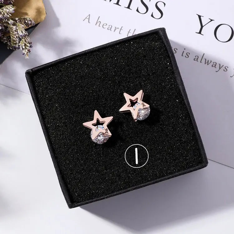 Titanium Earrings Petite Zircon Studs-Jewearrings