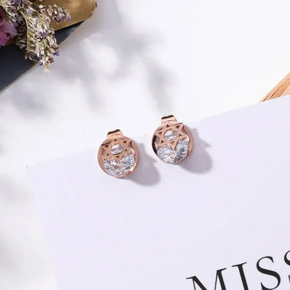 Titanium Earrings Petite Zircon Studs-Jewearrings