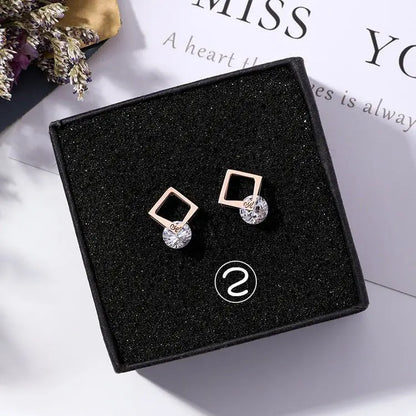 Titanium Earrings Petite Zircon Studs-Jewearrings