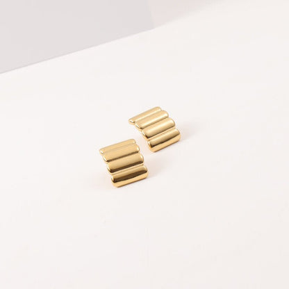 Titanium Earrings - Plated 18K Gold Geometric Earrings-Jewearrings