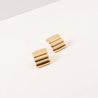 Titanium Earrings - Plated 18K Gold Geometric Earrings-Jewearrings