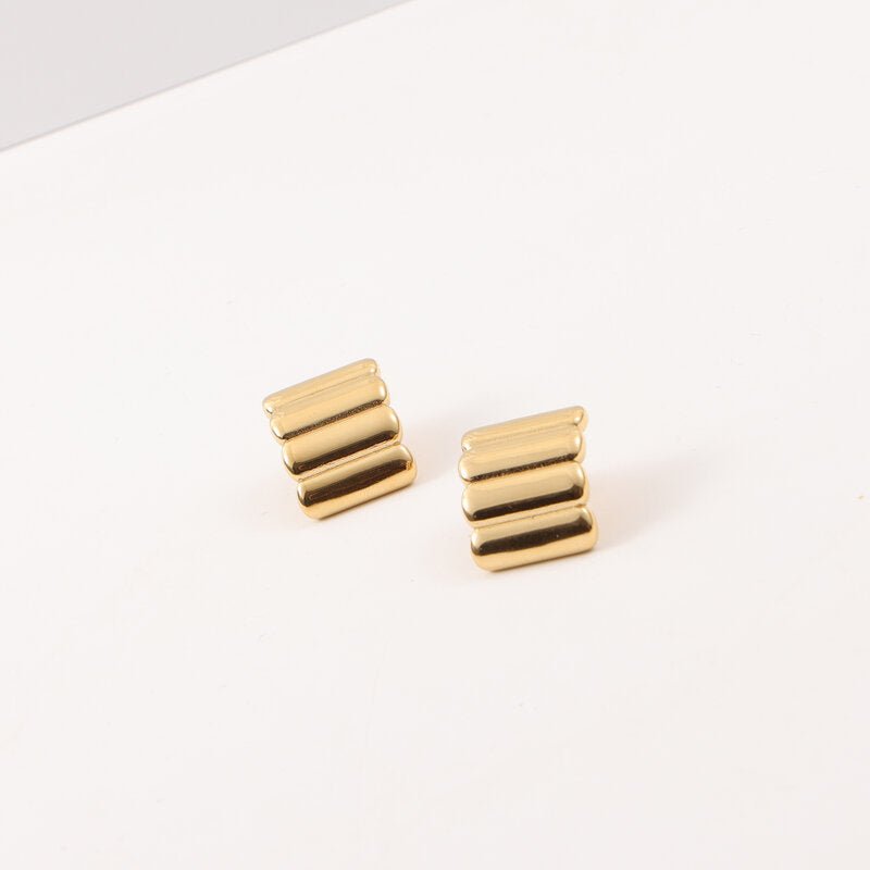 Titanium Earrings - Plated 18K Gold Geometric Earrings-Jewearrings