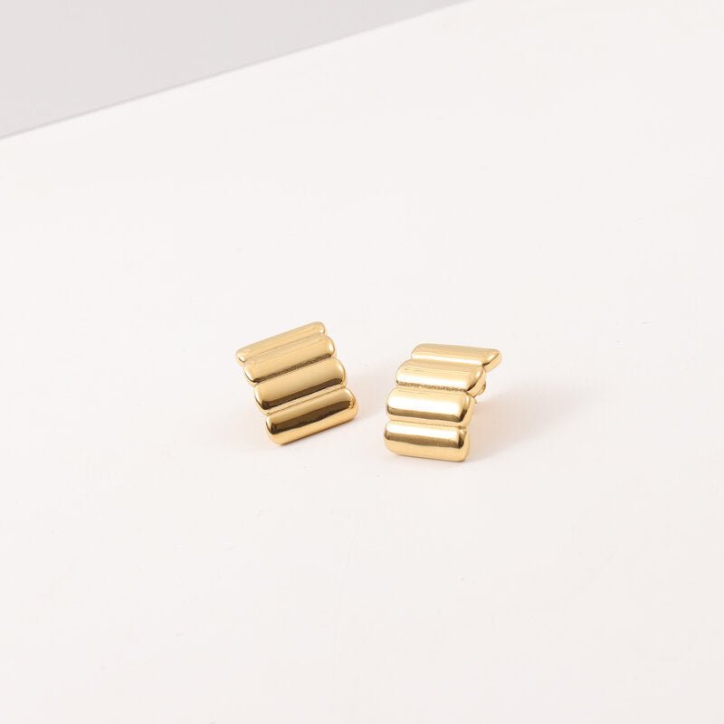 Titanium Earrings - Plated 18K Gold Geometric Earrings-Jewearrings