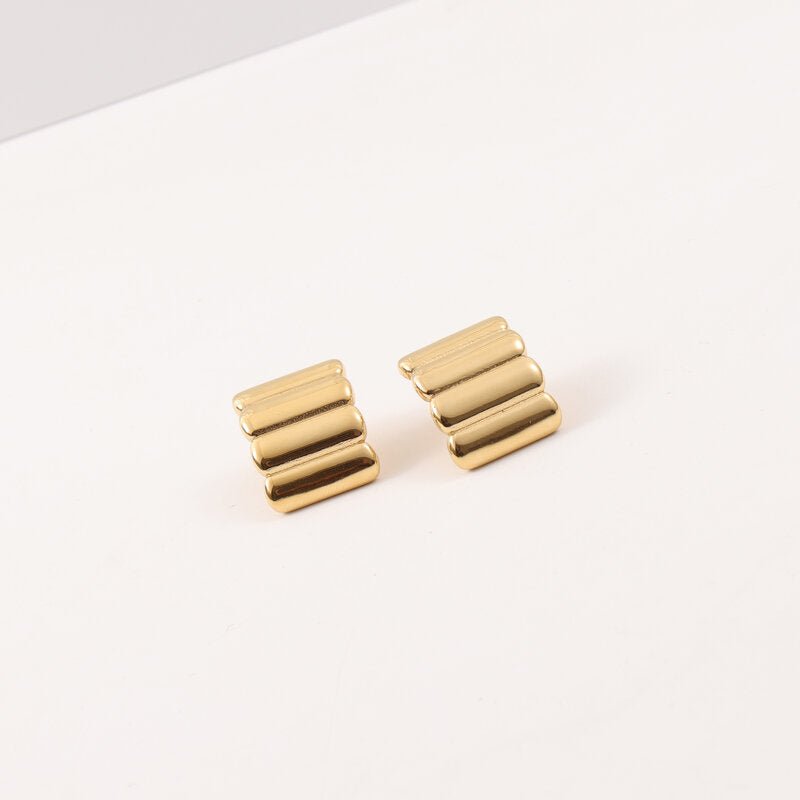 Titanium Earrings - Plated 18K Gold Geometric Earrings-Jewearrings