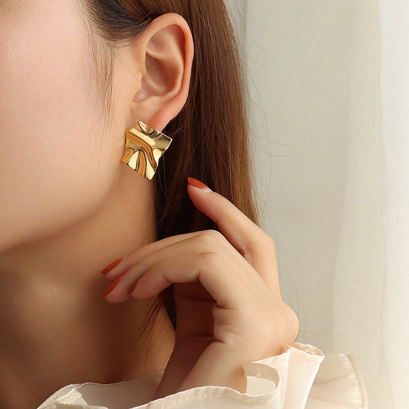 Titanium Earrings Pleated Shaped-Jewearrings