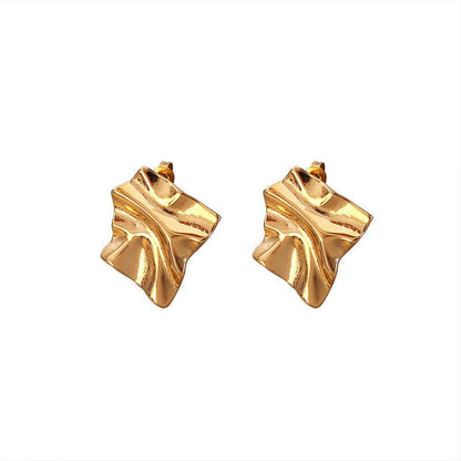 Titanium Earrings Pleated Shaped-Jewearrings