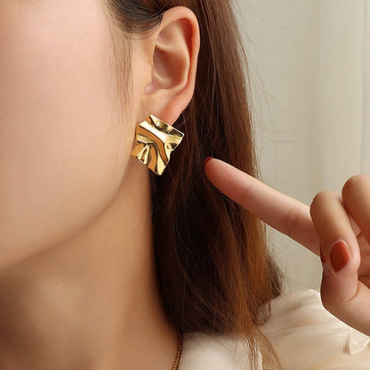 Titanium Earrings Pleated Shaped-Jewearrings