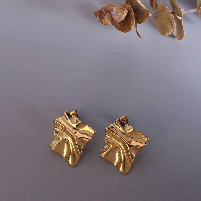 Titanium Earrings Pleated Shaped-Jewearrings