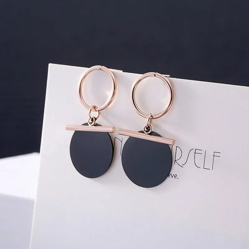 Titanium Earrings Popular Rose Gold-Jewearrings