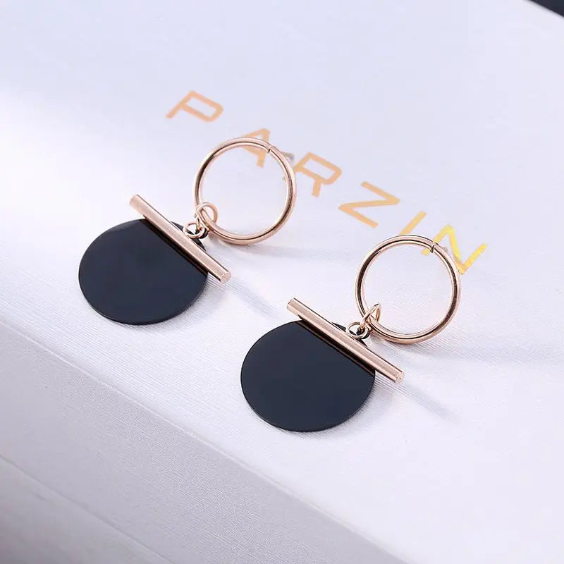 Titanium Earrings Popular Rose Gold-Jewearrings