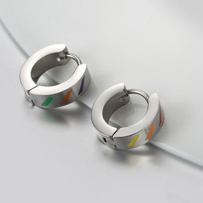 Titanium Earrings Rainbow Pattern Earrings-Jewearrings