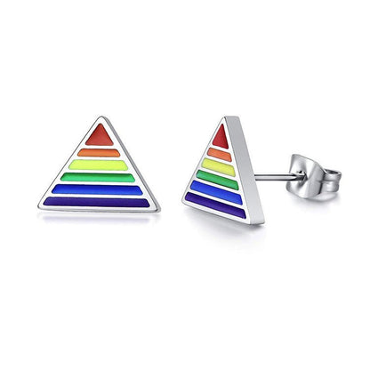 Titanium Earrings Rainbow Triangle Earrings-Jewearrings