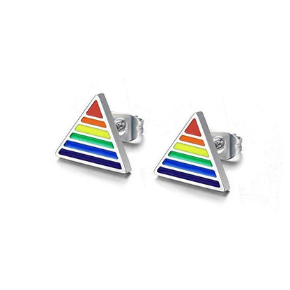 Titanium Earrings Rainbow Triangle Earrings-Jewearrings